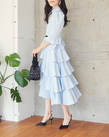 レンタルドレス｜Batsheva｜ブルー｜ミディ丈｜結婚式お呼ばれ