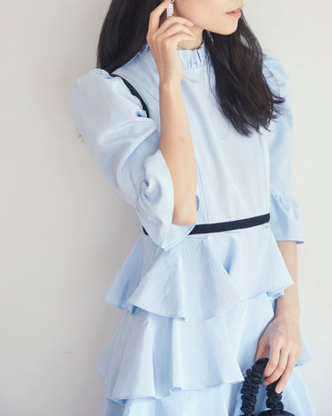 レンタルドレス｜Batsheva｜ブルー｜ミディ丈｜結婚式お呼ばれ