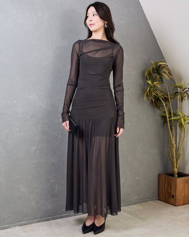 レンタルドレス ｜Bec + Bridge（ベック アンド ブリッジ）｜シアーアシンメトリーギャザー マキシドレス｜結婚式・二次会・パーティー