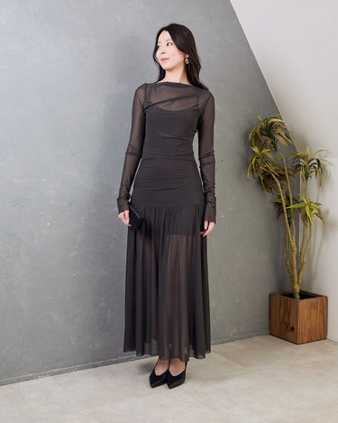 レンタルドレス ｜Bec + Bridge（ベック アンド ブリッジ）｜シアーアシンメトリーギャザー マキシドレス｜結婚式・二次会・パーティー