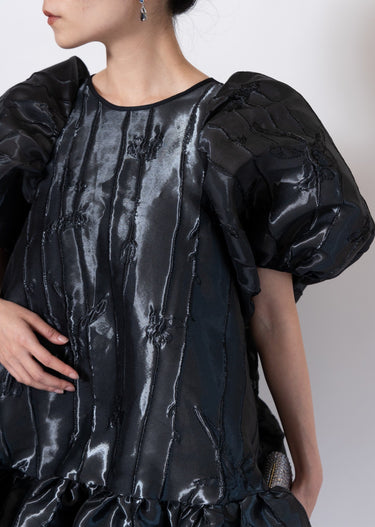 黒｜パフ袖｜レンタルドレス｜結婚式お呼ばれ｜Cecilie Bahnsen（セシリーバンセン）