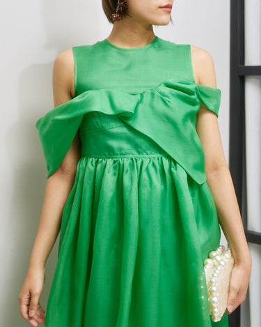 レンタルドレス｜Cecilie Bahnsen（セシリーバンセン）｜グリーン｜ミディ丈｜結婚式お呼ばれ