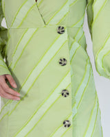 ライトグリーン｜パフ袖｜レンタルドレス｜結婚式お呼ばれ｜Ganni