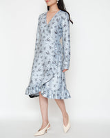 レンタルドレス｜Ganni｜水色｜花柄｜ミディ丈｜結婚式お呼ばれ