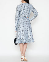 レンタルドレス｜Ganni｜水色｜花柄｜ミディ丈｜結婚式お呼ばれ