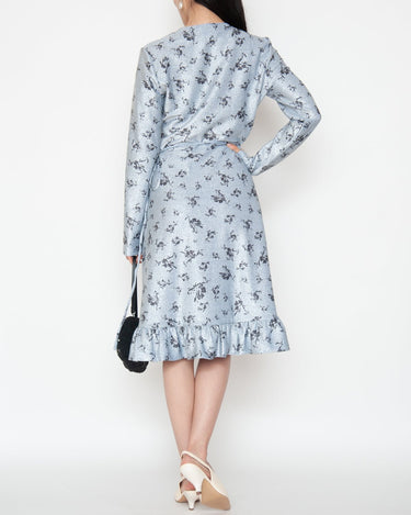 レンタルドレス｜Ganni｜水色｜ミディ丈｜結婚式お呼ばれ