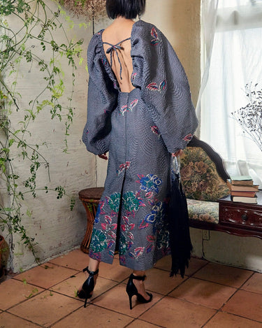 レンタルドレス｜Ganni｜グレー｜ミディ丈｜結婚式お呼ばれ