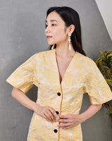 レンタルドレス ｜Ganni（ガニー）｜フローラルジャカード Vネックシャツドレス｜結婚式・二次会・パーティー