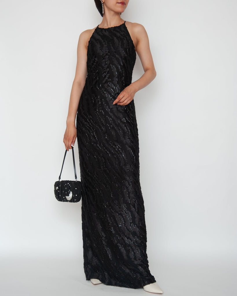 HALSTON アシンメトリックマキシドレス