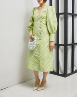 ライトグリーン｜パフ袖｜レンタルドレス｜結婚式お呼ばれ｜Ganni