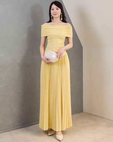 レンタルドレス ｜Lioness（ライオネス）｜オフショルダー ドロップウエストジャージードレス｜結婚式・二次会・パーティー