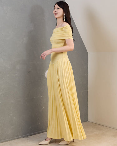レンタルドレス ｜Lioness（ライオネス）｜オフショルダー ドロップウエストジャージードレス｜結婚式・二次会・パーティー