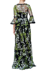 レンタルドレス｜Marchesa Notte｜ブラック｜刺繍｜ロング丈｜イブニング