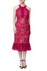 Marchesa Notte（マルケッサ ノッテ）のミディドレス結婚式やパーティーにぴったりのレンタルアイテム。