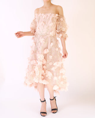 Marchesa Notte（マルケッサ ノッテ）のミディドレス結婚式やパーティーにぴったりのレンタルアイテム。