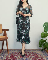 Marchesa Notte（マルケッサ ノッテ）のミディドレス結婚式やパーティーにぴったりのレンタルアイテム。