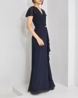 ネイビー｜シフォン｜レンタルドレス｜結婚式お呼ばれ｜Lauren Ralph Lauren