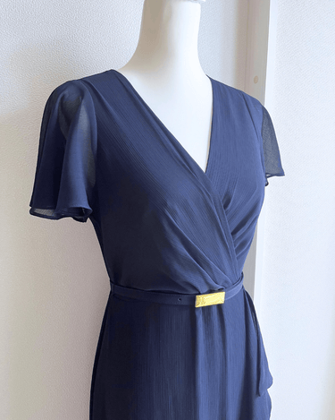 ネイビー｜シフォン｜レンタルドレス｜結婚式お呼ばれ｜Lauren Ralph Lauren