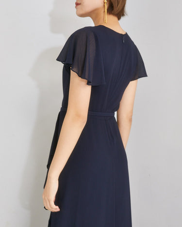 ネイビー｜シフォン｜レンタルドレス｜結婚式お呼ばれ｜Lauren Ralph Lauren