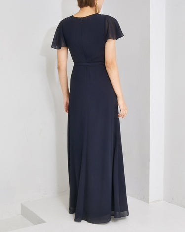 ネイビー｜シフォン｜レンタルドレス｜結婚式お呼ばれ｜Lauren Ralph Lauren