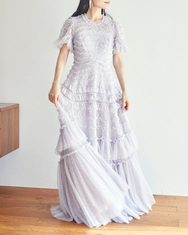 パープル｜チュール｜ロングドレス｜レンタルドレス｜結婚式お呼ばれ｜Needle & Thread（ニードル アンド スレッド）