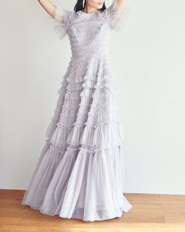 パープル｜チュール｜ロングドレス｜レンタルドレス｜結婚式お呼ばれ｜Needle & Thread（ニードル アンド スレッド）