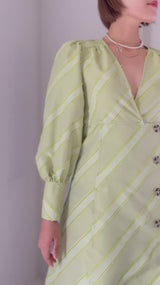 ライトグリーン｜パフ袖｜レンタルドレス｜結婚式お呼ばれ｜Ganni