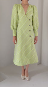 ライトグリーン｜パフ袖｜レンタルドレス｜結婚式お呼ばれ｜Ganni