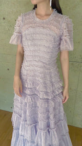 パープル｜チュール｜ロングドレス｜レンタルドレス｜結婚式お呼ばれ｜Needle & Thread（ニードル アンド スレッド）