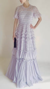 パープル｜チュール｜ロングドレス｜レンタルドレス｜結婚式お呼ばれ｜Needle & Thread（ニードル アンド スレッド）