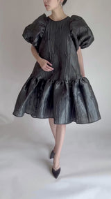黒｜パフ袖｜レンタルドレス｜結婚式お呼ばれ｜Cecilie Bahnsen（セシリーバンセン）
