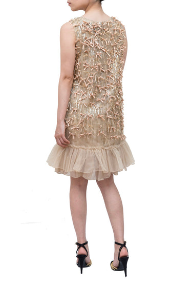 レンタルドレス｜RED Valentino｜ゴールド｜ひざ丈｜結婚式お呼ばれ