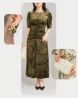 レンタルドレス ｜Rentable Runway｜【3 point SET】クラッシュドベルベットルーシュ入りドレス｜結婚式・二次会・パーティー