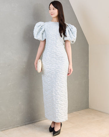 レンタルドレス ｜Rotate Birger Christensen（ローテート ビルガー クリステンセン）｜ふくれ織りジャカード パフスリーブドレス｜結婚式・二次会・パーティー