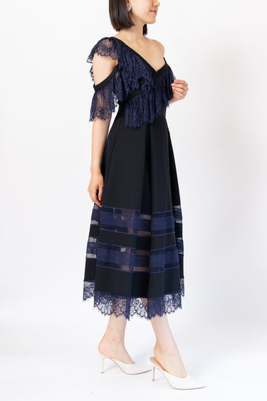 レンタルドレス｜Self-Portrait｜ネイビー｜ミディ丈｜イブニング