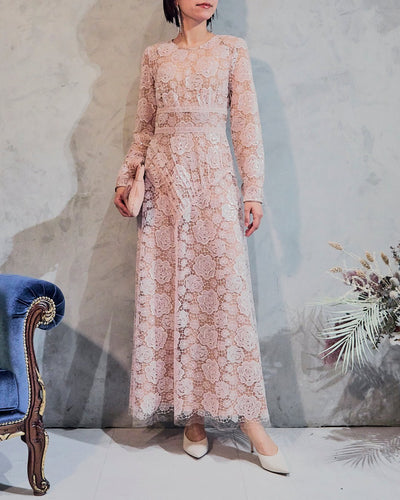 レンタルドレス｜Self-Portrait｜ピンク｜ロング丈｜結婚式お呼ばれ