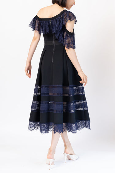 レンタルドレス｜Self-Portrait｜ネイビー｜ミディ丈｜イブニング