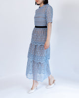 レンタルドレス｜Self-Portrait｜水色｜レース｜ミディ丈｜結婚式お呼ばれ