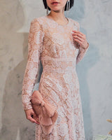 レンタルドレス｜Self-Portrait｜ピンク｜レース｜ロング丈｜結婚式お呼ばれ