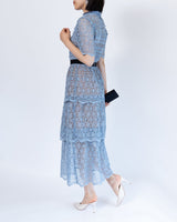 レンタルドレス｜Self-Portrait｜水色｜レース｜ミディ丈｜結婚式お呼ばれ