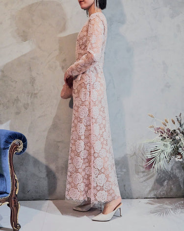 レンタルドレス｜Self-Portrait｜ピンク｜ロング丈｜結婚式お呼ばれ