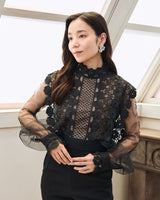 レンタルドレス ｜Self-Portrait（セルフ・ポートレート）｜フラワーレース＆バルーンスリーブ オールインワン｜結婚式・二次会・パーティー