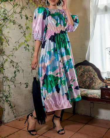 レンタルドレス｜Stine Goya｜ピンク×グリーン｜ミディ丈｜結婚式お呼ばれ