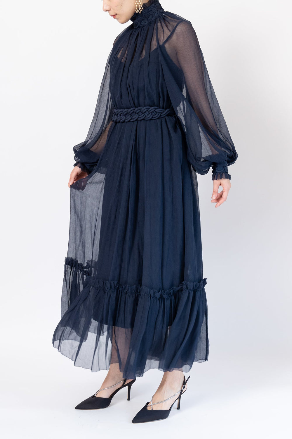 Zimmermann - ロングドレス - シルクジョーゼット 刺繍 ギャザー入り ベルト付きドレス - Rentable Runway