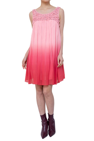 シフォン 3Dフラワーアップリケ クリスタル刺繍ドレス